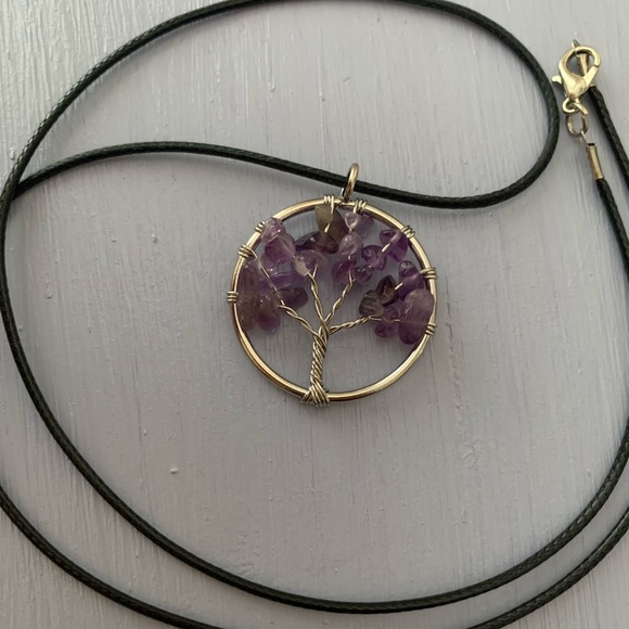 Brand New Amethyst Necklace Tree Of Life Necklace Genuine Amethyst Pendant - Picture 1 of 3